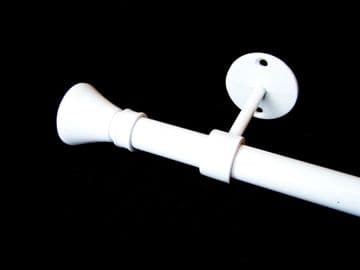 16/19mm Gloss White Extendable Eyelet Ceiling Curtain Pole Hammerhead Finials 1.2m - 2.1m