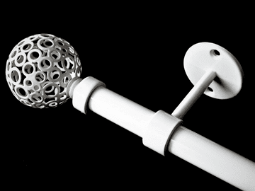 16/19mm Gloss White Extendable Eyelet Ceiling Curtain Pole with Circle ball Finials 1.2m - 2.1m