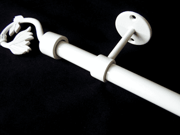 16/19mm Gloss White Extendable Eyelet Ceiling Curtain Pole with Swirl Leaf Finials 1.2m - 2.1m