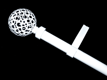 16/19mm Gloss White Extendable Eyelet Curtain Pole with Circle ball Finials 1.2m - 2.1m