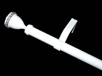 16/19mm Gloss White Extendable Eyelet Curtain Pole with Diamante Trophy Finials 1.2m - 2.1m