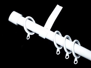 16/19mm Gloss White Extendable Pole with Glider Rings & End Cap Finials 1.2m - 2.1m