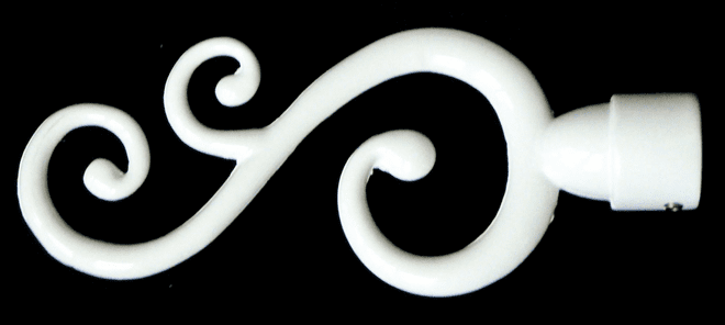 16/19mm Gloss White Swirl Curtain Pole Finials