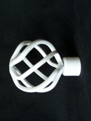 16/19mm Gloss White Twisted Cage Curtain Pole Finials
