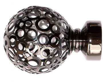 16/19mm Graphite Black nickel Circle Ball Curtain Pole Finials