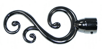 16/19mm Graphite Black Nickel Swirl Curtain Pole Finials.