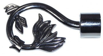 16/19mm Graphite Black Nickel Swirl Leaf Curtain Pole Finials