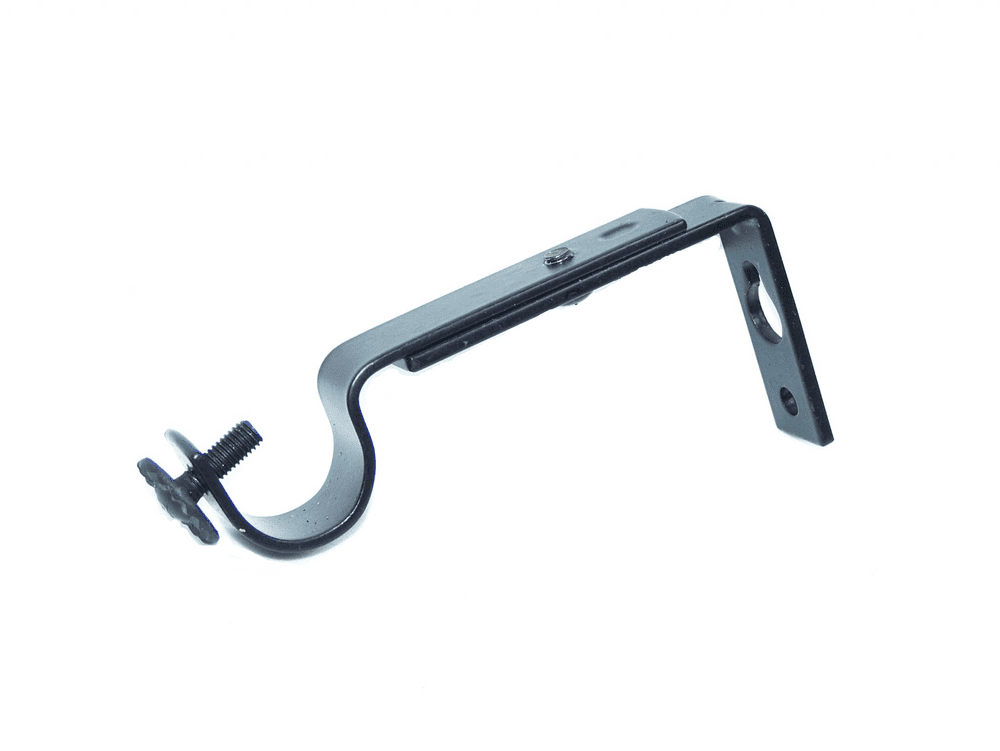 16/19mm Matt Black Adjustable Extendable Curtain Pole Wall Bracket 1 2 3