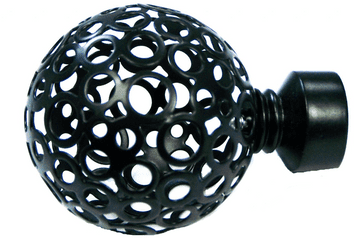 16/19mm Matt Black Circle Ball Curtain Pole Finials