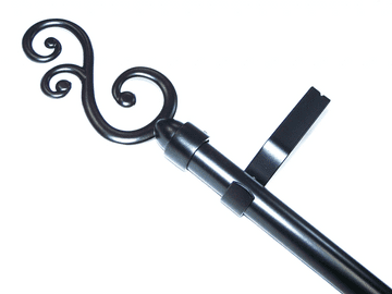 16/19mm Matt Black  Etendable Eyelet Curtain Pole System with Swirl Finials 1.2m - 2.1m
