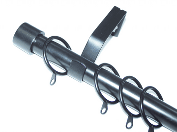 16/19mm Matt Black Extendable Curtain Pole System with End Cap Finials 1.2m - 2.1m