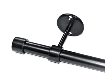16/19mm Matt Black Extendable Eyelet Ceiling Curtain Pole System End Cap Finials 1.2m - 2.1m