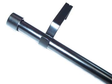 16/19mm Matt Black Extendable Eyelet Curtain Pole System with End Cap Finials 1.2m - 2.1m