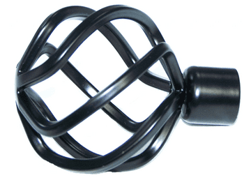 16/19mm Matt Black Twisted Cage Curtain Pole Finials