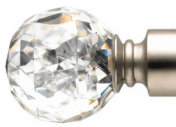 16/19mm Satin Nickel Crystal Ball Curtain Pole Finials