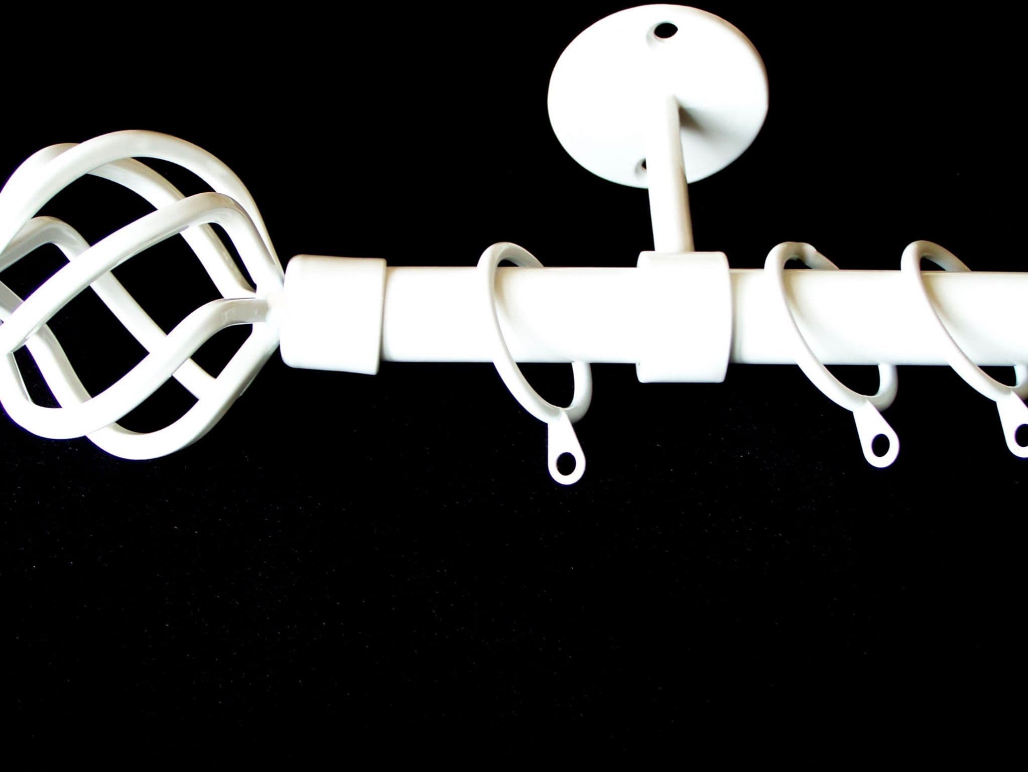 16/19mm White 1 2m - 2 1m Extendable Ceiling Pole Cage Finials