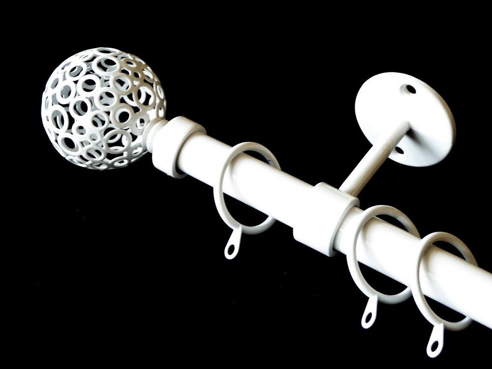 16/19mm White 1 2m - 2 1m Extendable Ceiling Pole Circle Ball Finials