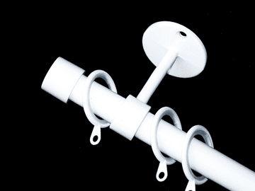 16/19mm White 1.2m - 2.1m Extendable Ceiling Pole Glider Rings End Cap Finials