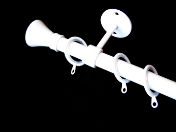 16/19mm  White 1.2m - 2.1m Extendable Ceiling Pole Glider Rings Hammerhead Finials