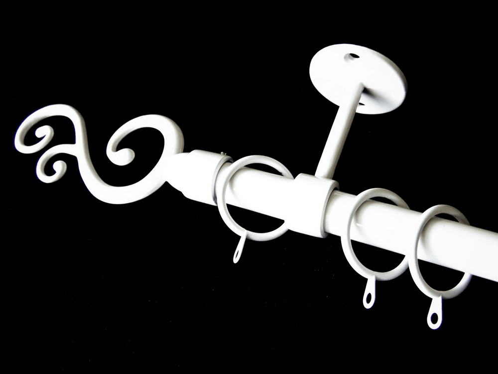 16/19mm White 1 2m - 2 1m Extendable Ceiling Pole Swirl Finials