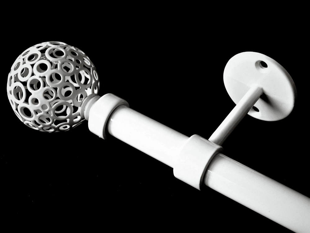 16/19mm White 1 2m - 2 1m Extendable Eyelet Ceiling Pole Circle ball ...