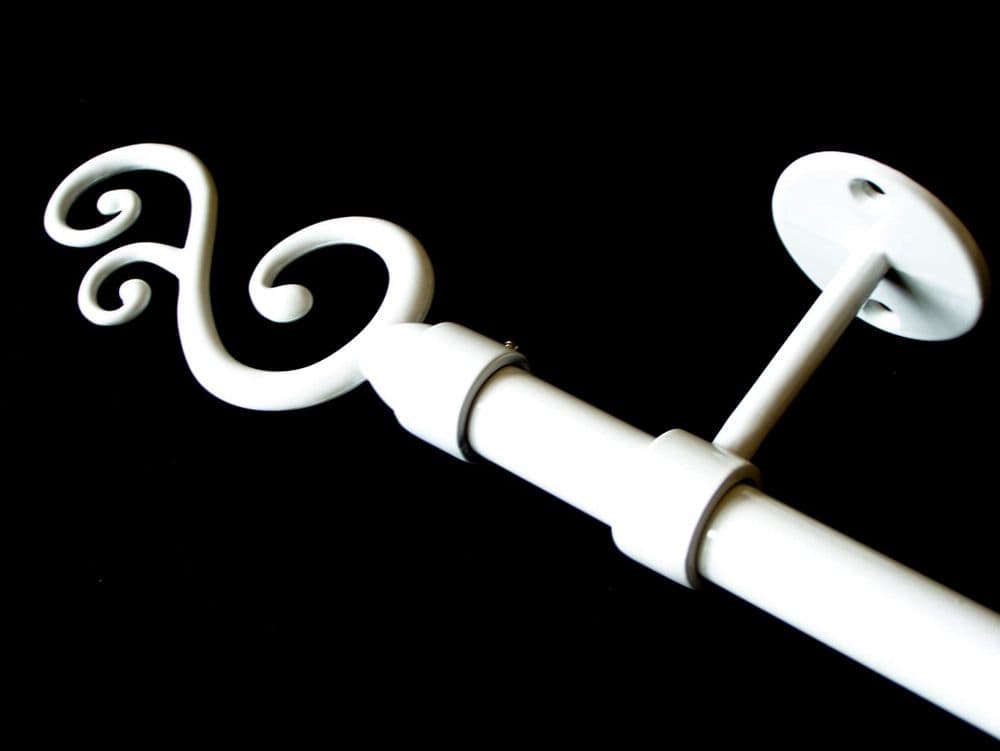 16/19mm White 1 2m - 2 1m Extendable Eyelet Ceiling Pole Swirl Finials