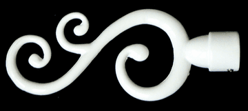 16mm Gloss White Swirl Curtain Pole Finials