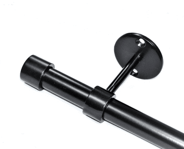 16mm Matt Black Ceiling Eyelet Curtain Pole End Cap Finials