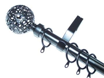 16mm Matt Black Curtain Pole Circle Ball Finials
