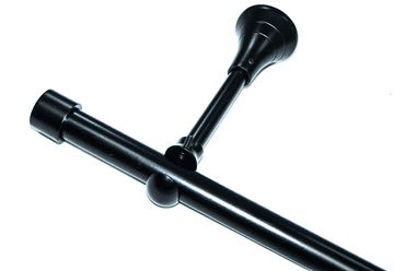 16mm Matt Black Eyelet Designer Extra Deep Pole with End Cap Finials 1.2m 1.5m 2.4m 3m