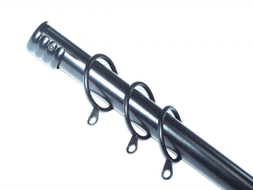 16mm Matt Black Recess Curtain Pole with Rings