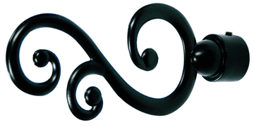 16mm Matt Black Swirl Curtain Pole Finials