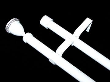 19/19 Double Layer Gloss White Eyelet Curtain Pole Diamante Trophy