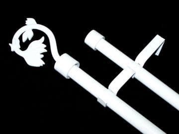 19/19 Double Layer Gloss White Eyelet Curtain Pole Swirl Leaf