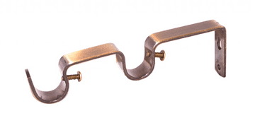 19/19mm Antique Brass Double Layer Curtain Pole Wall Bracket 1 2 3