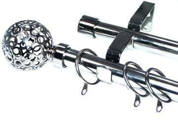 19/19mm Double Graphite Black Curtain Pole Circle Ball Finials