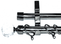19/19mm Double Graphite Black Curtain Pole Crystal Ball Finials