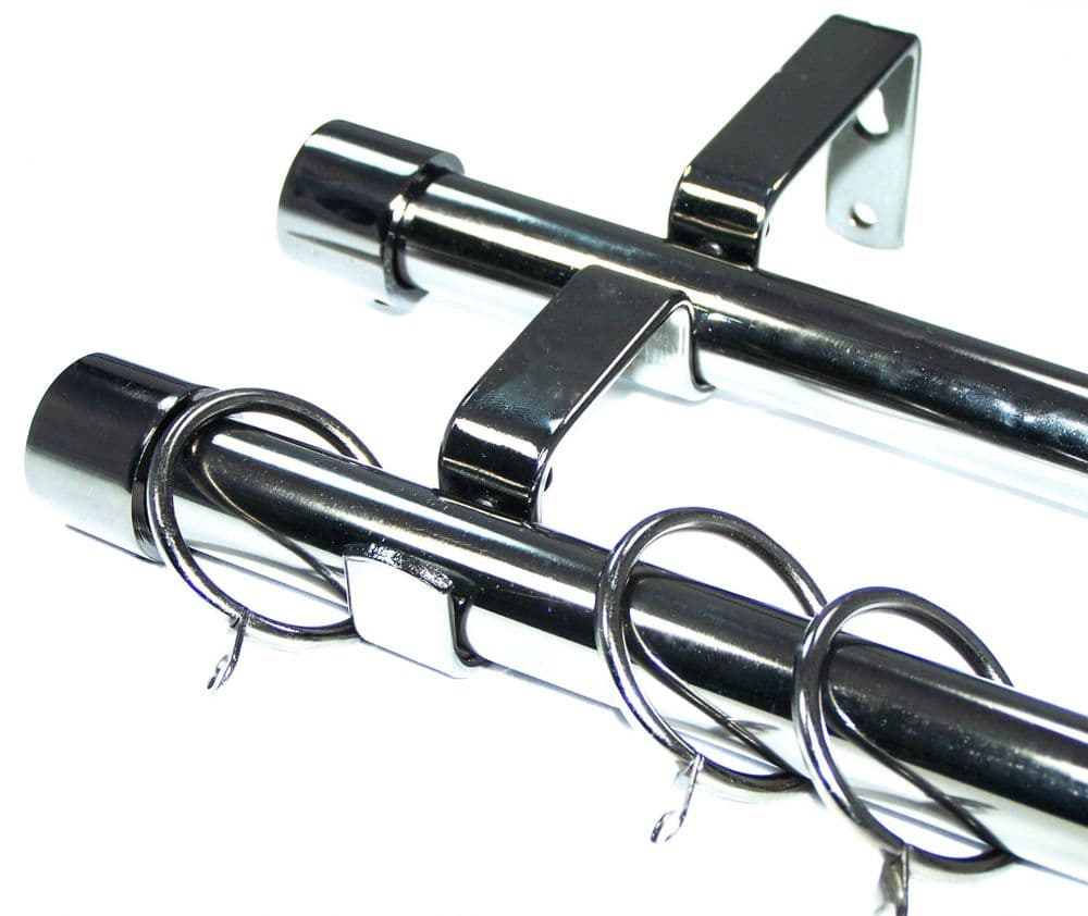 19/19mm Double Graphite Black Curtain Pole End Cap Finials