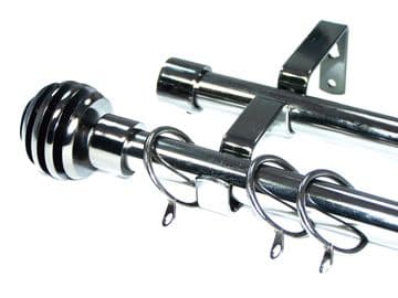 19/19mm Double Graphite Black Curtain Pole Sliced Ball  Finial