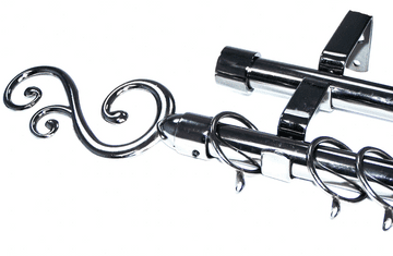 19/19mm Double Graphite Black Curtain Pole Swirl Finials