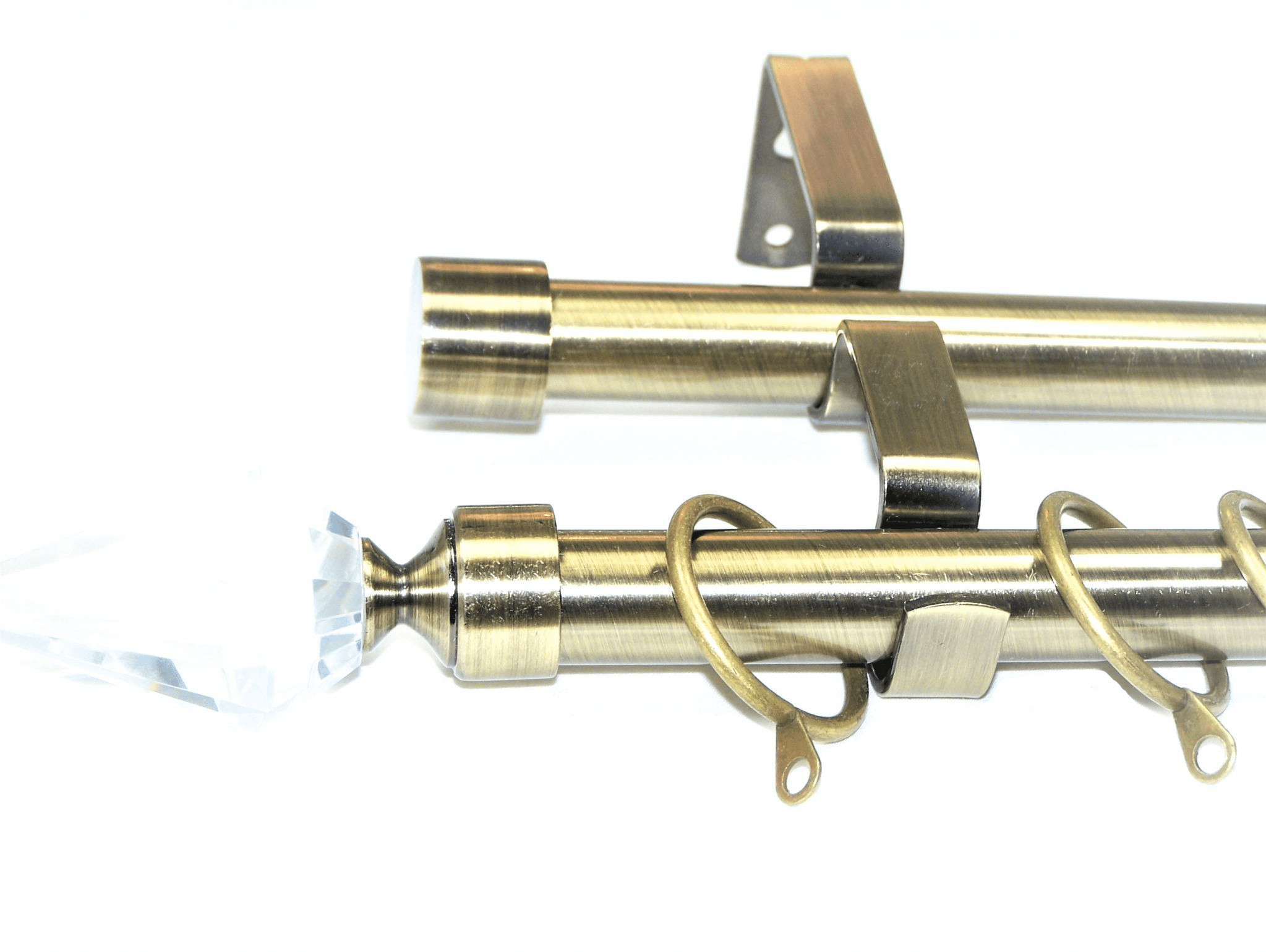 19/19mm Double Layer Antique Brass Curtain Pole Crystal Spear Finials