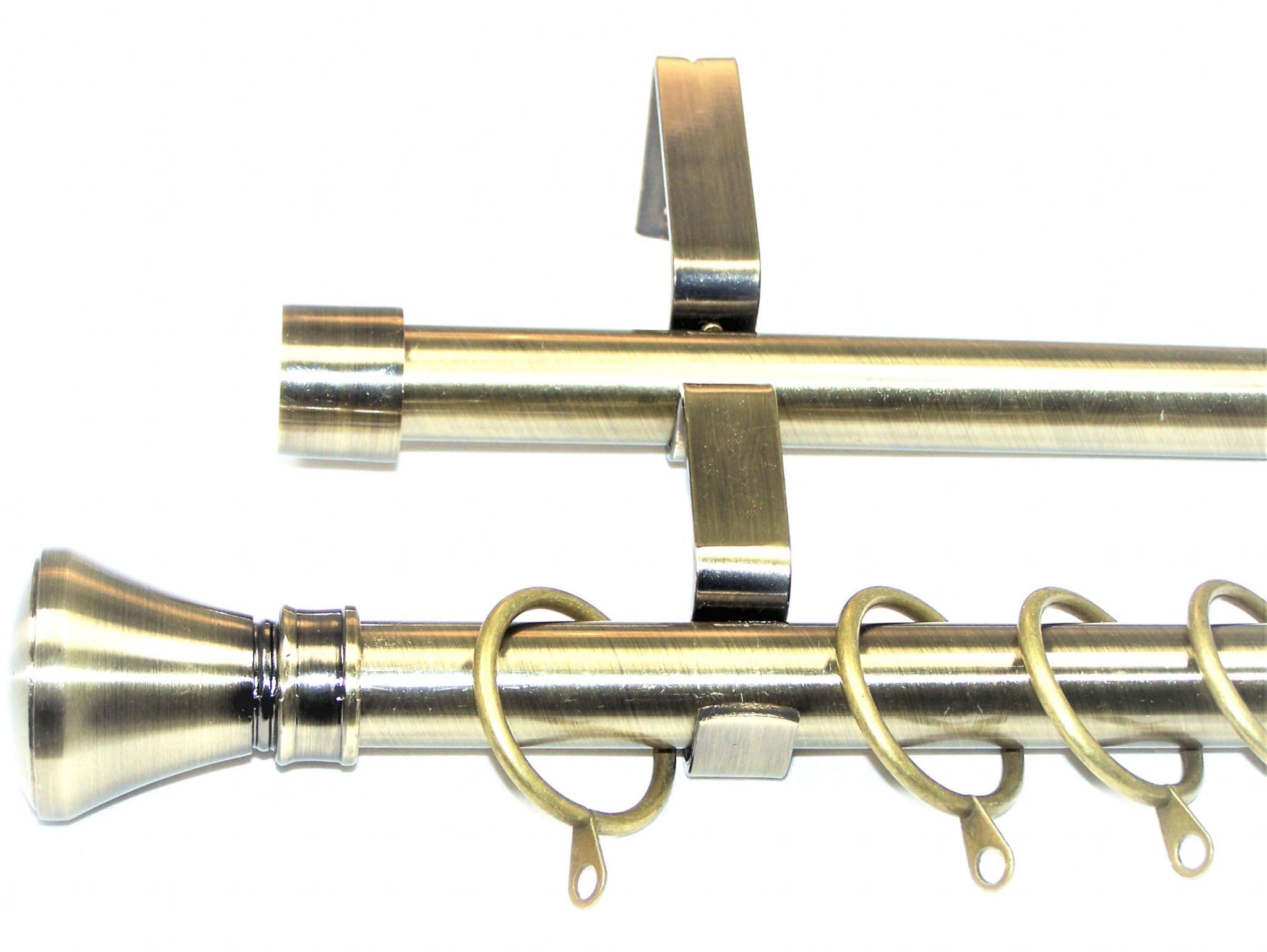 19/19mm Double Layer Antique Brass Curtain Pole Hammerhead Finials