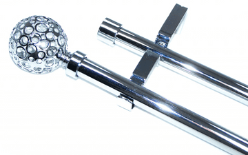 19/19mm Double Layer Chrome Eyelet Curtain Pole Circle Ball Finials