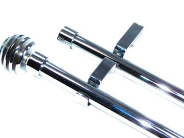 19/19mm Double Layer Chrome Eyelet Curtain Pole Crystal Ball Finials