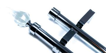 19/19mm Double Layer Chrome Eyelet Curtain Pole Crystal Spear Finials