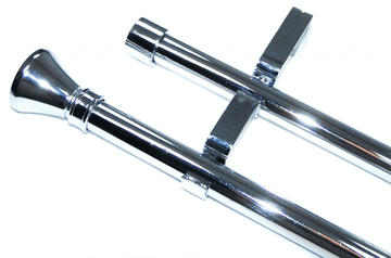 19/19mm Double Layer Chrome Eyelet Curtain Pole Hammerhead Finials