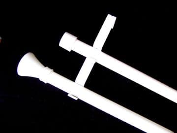 19/19mm Double Layer Gloss White Eyelet Curtain Pole Hammerhead Finials