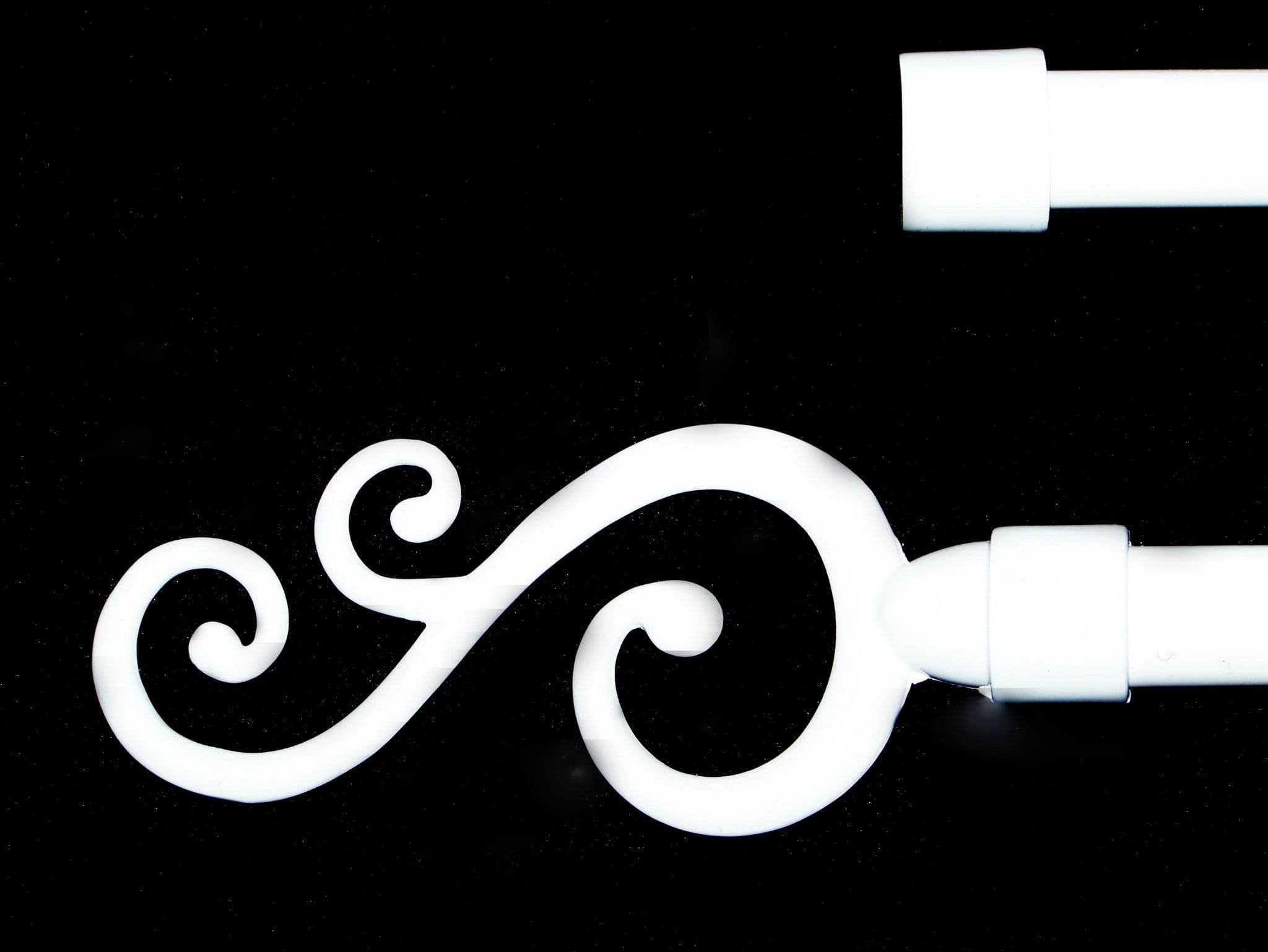 19/19mm Double Layer Gloss White Eyelet Curtain Pole Swirl Finials