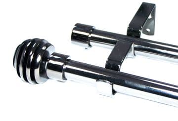 19/19mm Double Layer Graphite Black Eyelet Curtain Pole Crystal Ball Finials