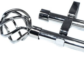 19/19mm Double Layer Graphite Black Eyelet Curtain Pole Twisted Cage Finials